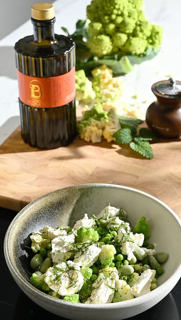 Salade de fèves, petits pois et ricotta