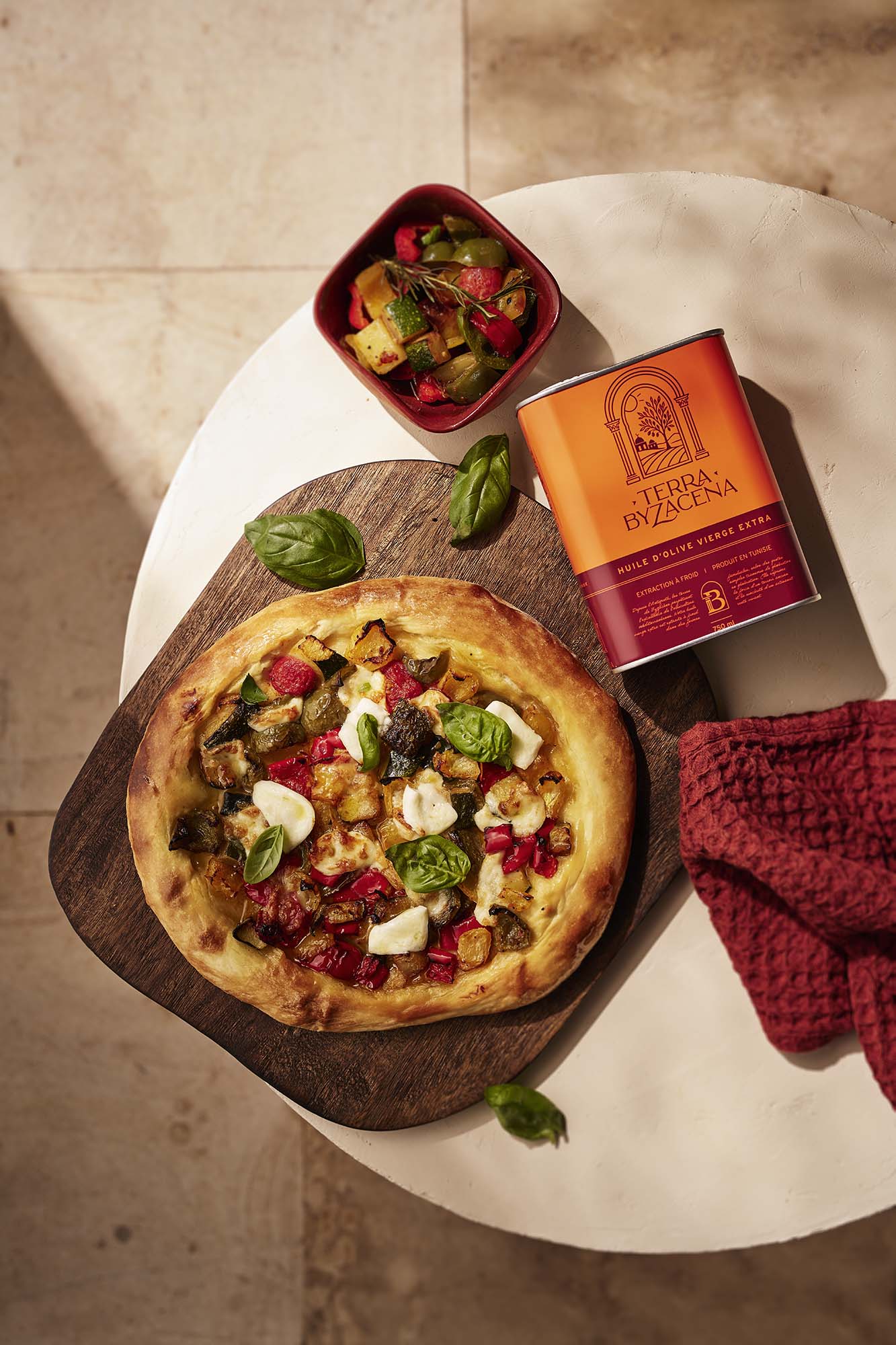 Pizza maison aux légumes grillés et Huile d’olive