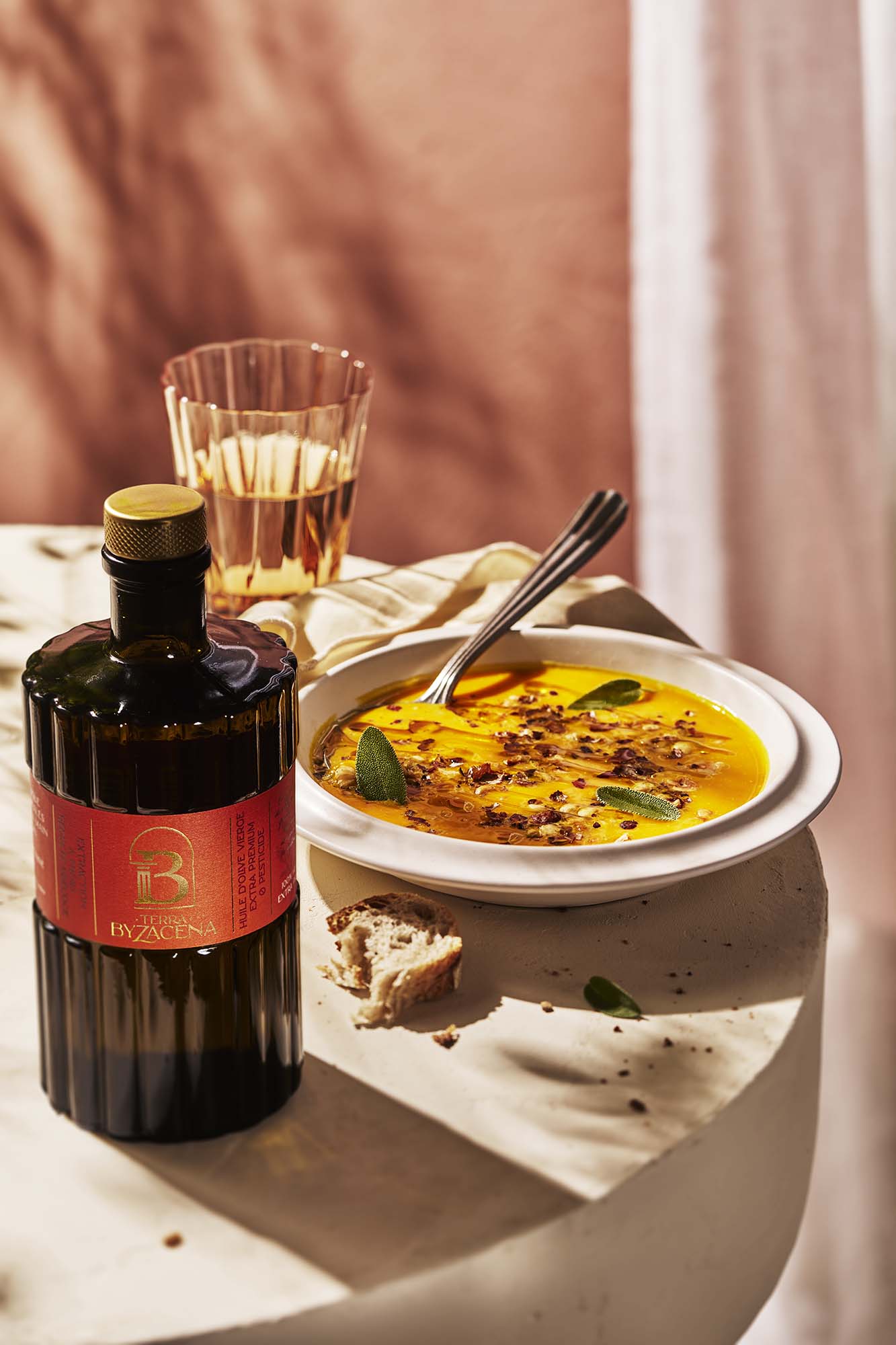 Velouté de potimarron rôti, noisettes et Huile d’olive